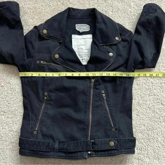 Current/Elliott Current Elliott The Zipper Edge Biker Moto Jacket Night Wash 0 - Picture 16 of 16